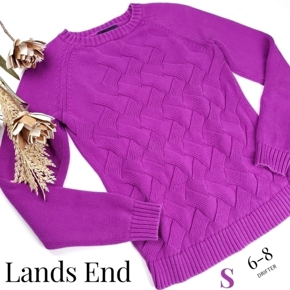 Lands End Purple Thick Knit Sweater Sz S ( 6 - 8 ) - Picture 1 of 13